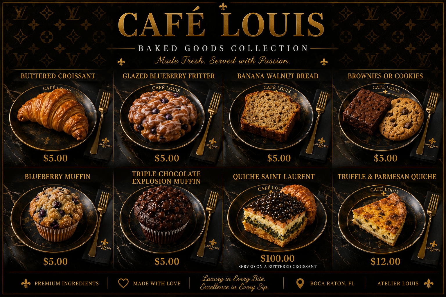 Café Louis baked goods collection board